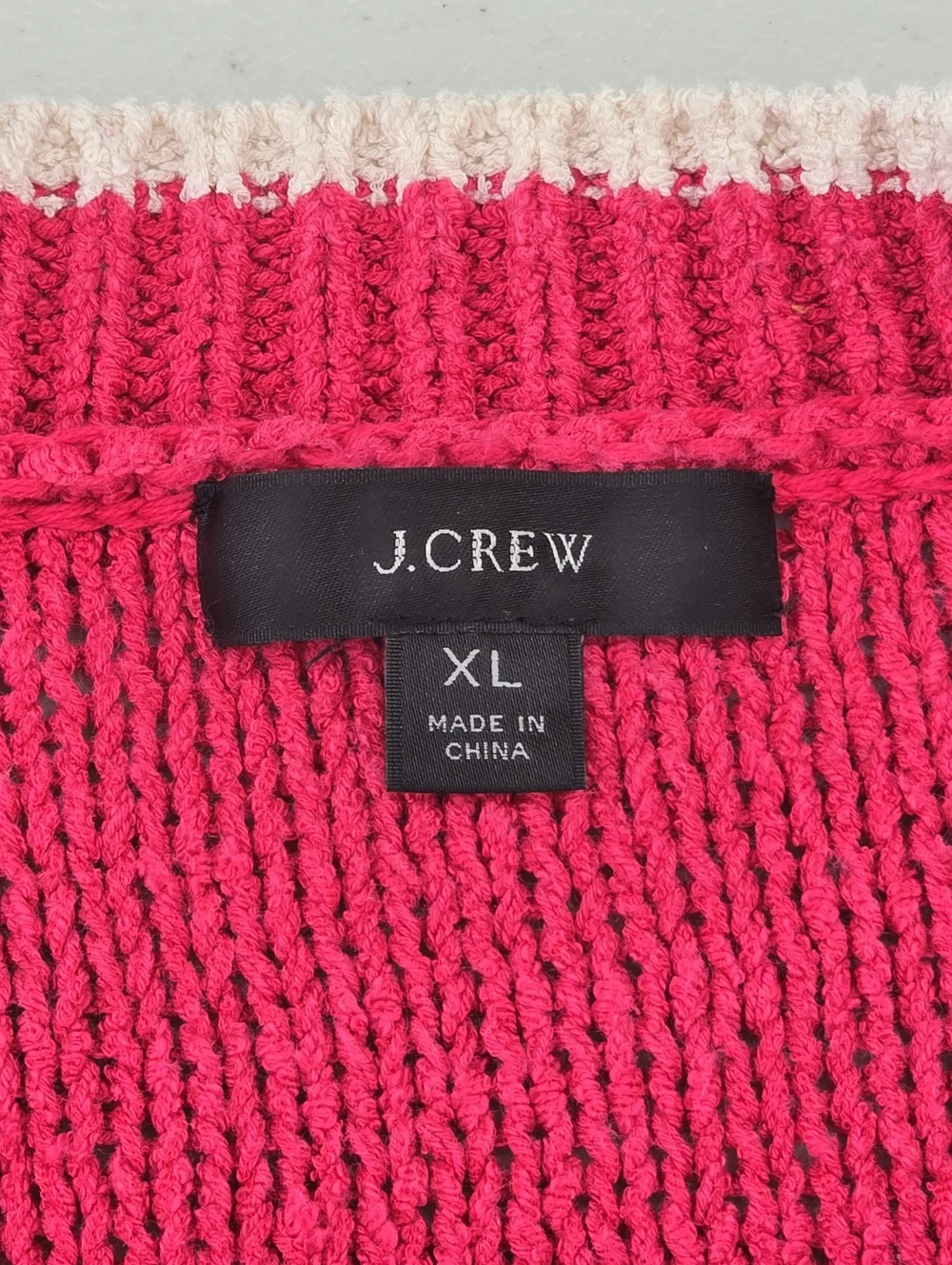 J.Crew Re-Imagined Tipped Beach Sweater Hot Pink Size XL